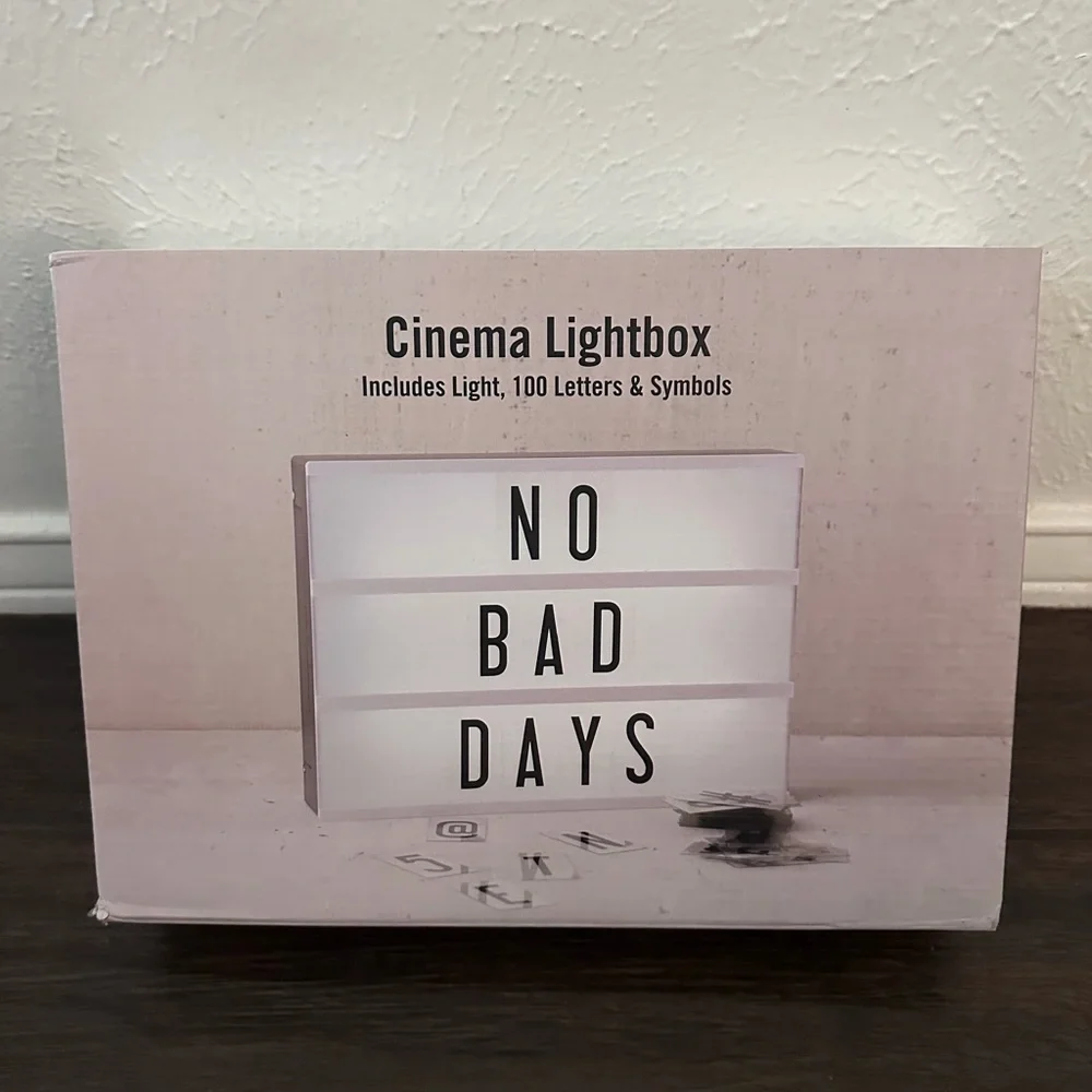 Cinema Lightbox Marquee Sign - White with Black Letters